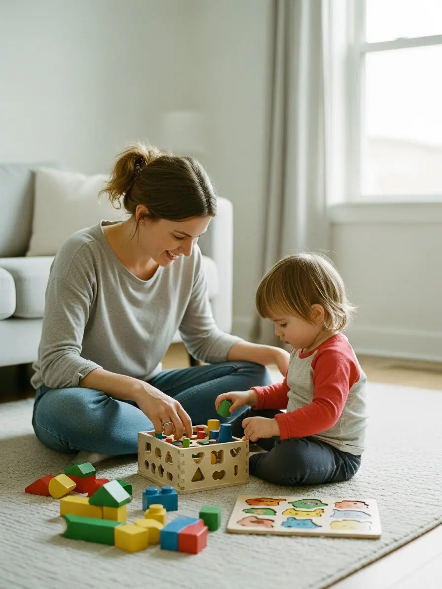 Terapeuta realizando una actividad con niños.