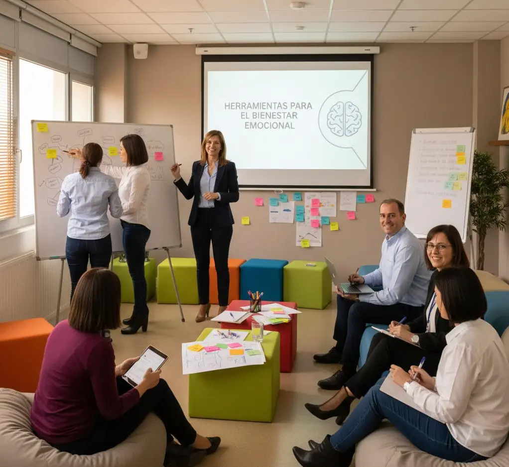 Profesional guiando a empresas en un taller